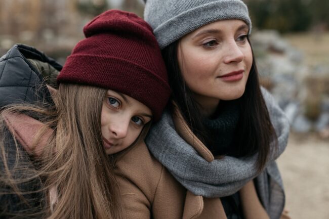Family Mom Daughter Baby Teen Autumn Street City